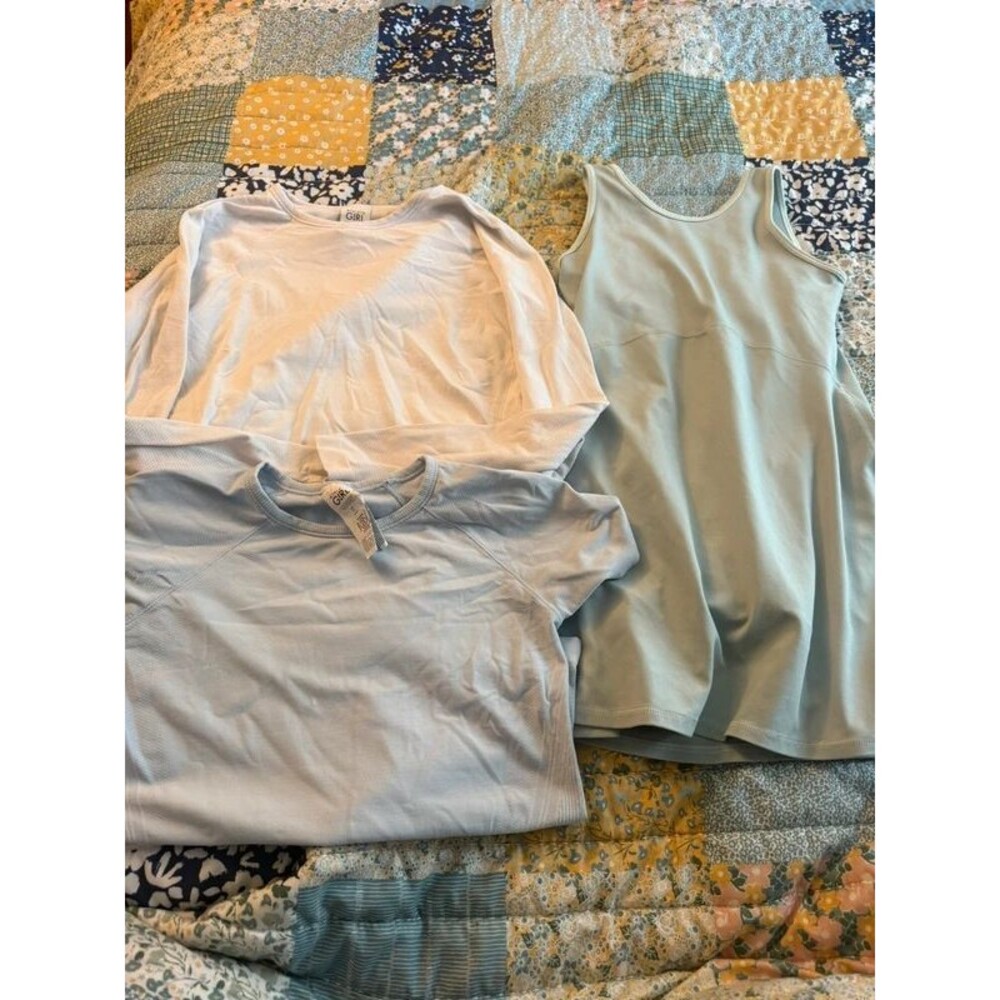 Athleta Girl 3 Piece Activewear Set Blue White Dress Tops Size 7. 734